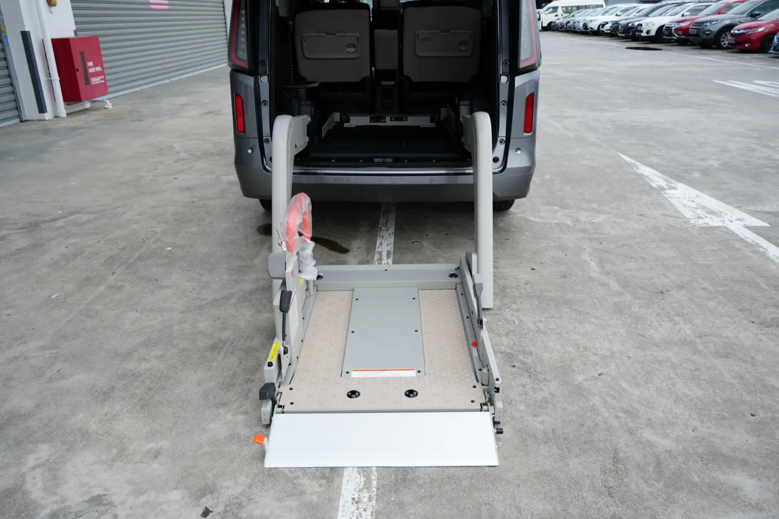Rear view of the lowered ramp